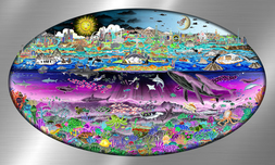 Charles Fazzino Charles Fazzino Our Oceans... The Tides of Life (AP) (Psychedelic Image on Silver Board)