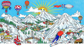 Charles Fazzino Charles Fazzino Ski Vacation (DX) (Framed)