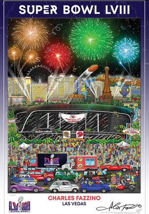 Charles Fazzino Super Bowl LVIII: Las Vegas (Poster)