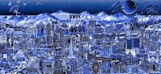 Charles Fazzino Charles Fazzino Midnight in Vegas (AP) (Blue) (ALU)