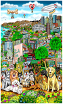 Charles Fazzino Charles Fazzino Every Dog Has Its Day in LA (DX) (Framed)