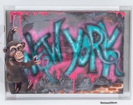 Carlos and Albert Carlos and Albert Off the Wall Graffiti Chimp in NYC (Framed)