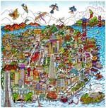 Charles Fazzino Charles Fazzino Let's Go Fly A Kite...San Francisco (Framed) (DX) 