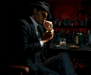 Fabian Perez Fabian Perez Man Lighting Cigarette III