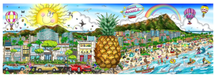 Charles Fazzino Charles Fazzino Mahalo in Honolulu (PR) (Framed)