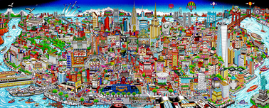 Charles Fazzino Charles Fazzino Manhattan Mural... An Island Of Hopes & Dreams (PR) (Framed)