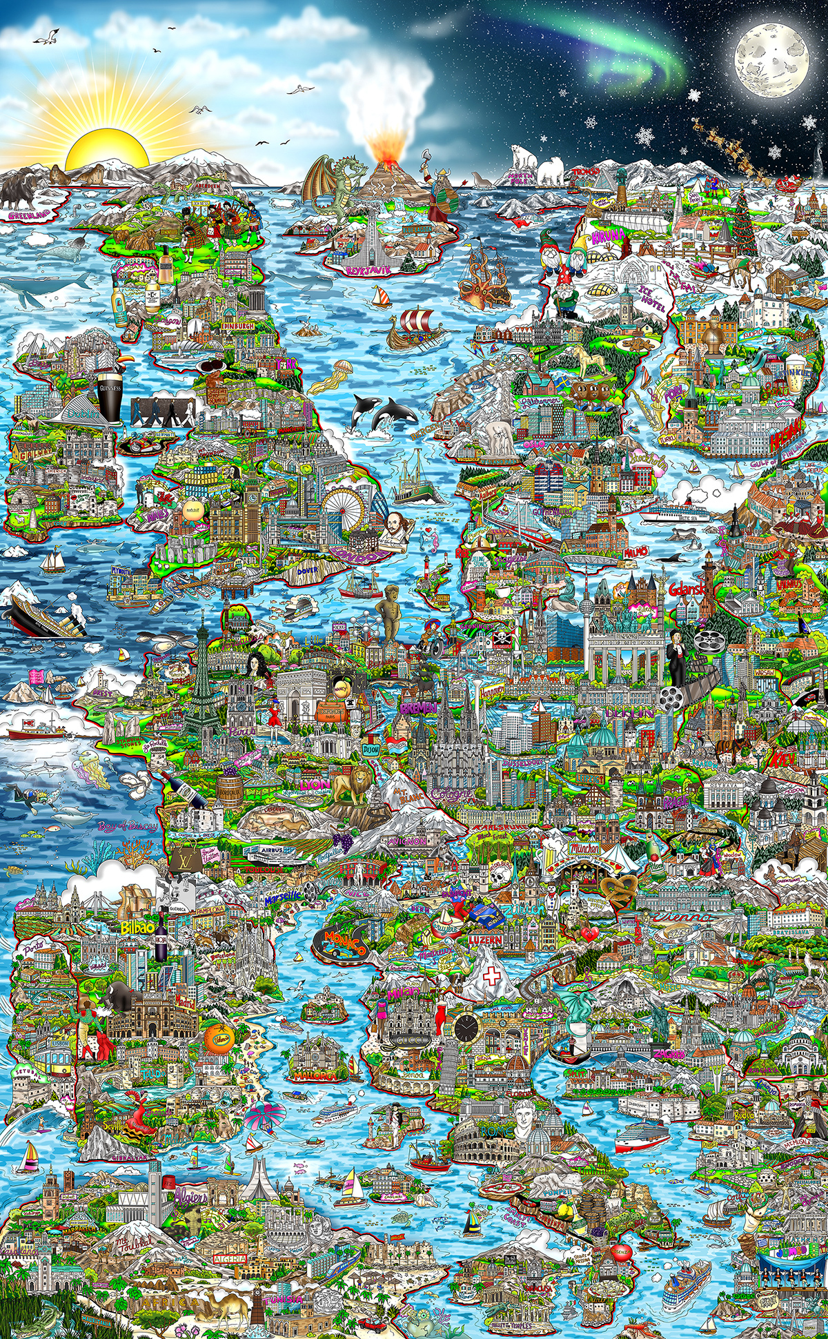 Charles Fazzino Exploring Our World... The Wonders of Europe (DX) (Matted)