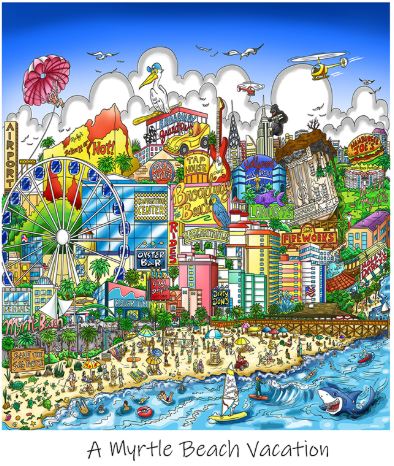 Charles Fazzino The South Carolina Series: A Myrtle Beach Vacation (DX)