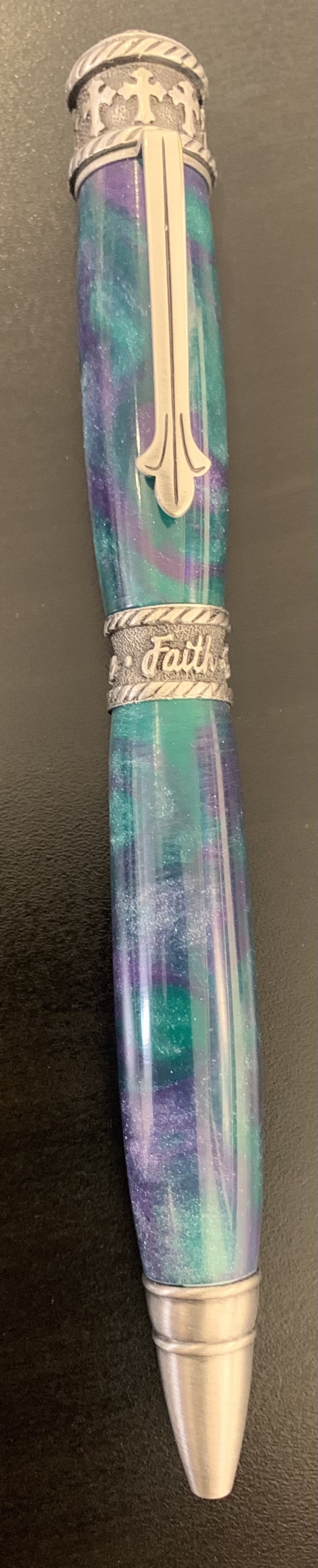 Alex Pearl Allywood Creations Faith, Hope, Love Antique Pewter (Specialty Acrylic: Green/Purple)