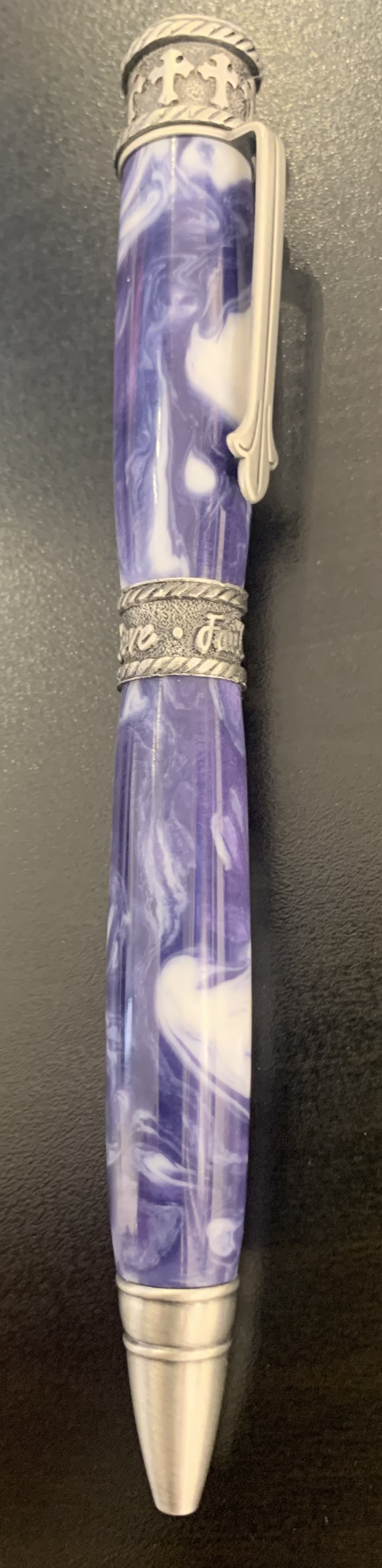 Alex Pearl Allywood Creations Faith, Hope, Love Antique Pewter (Specialty Acrylic: Purple/White)