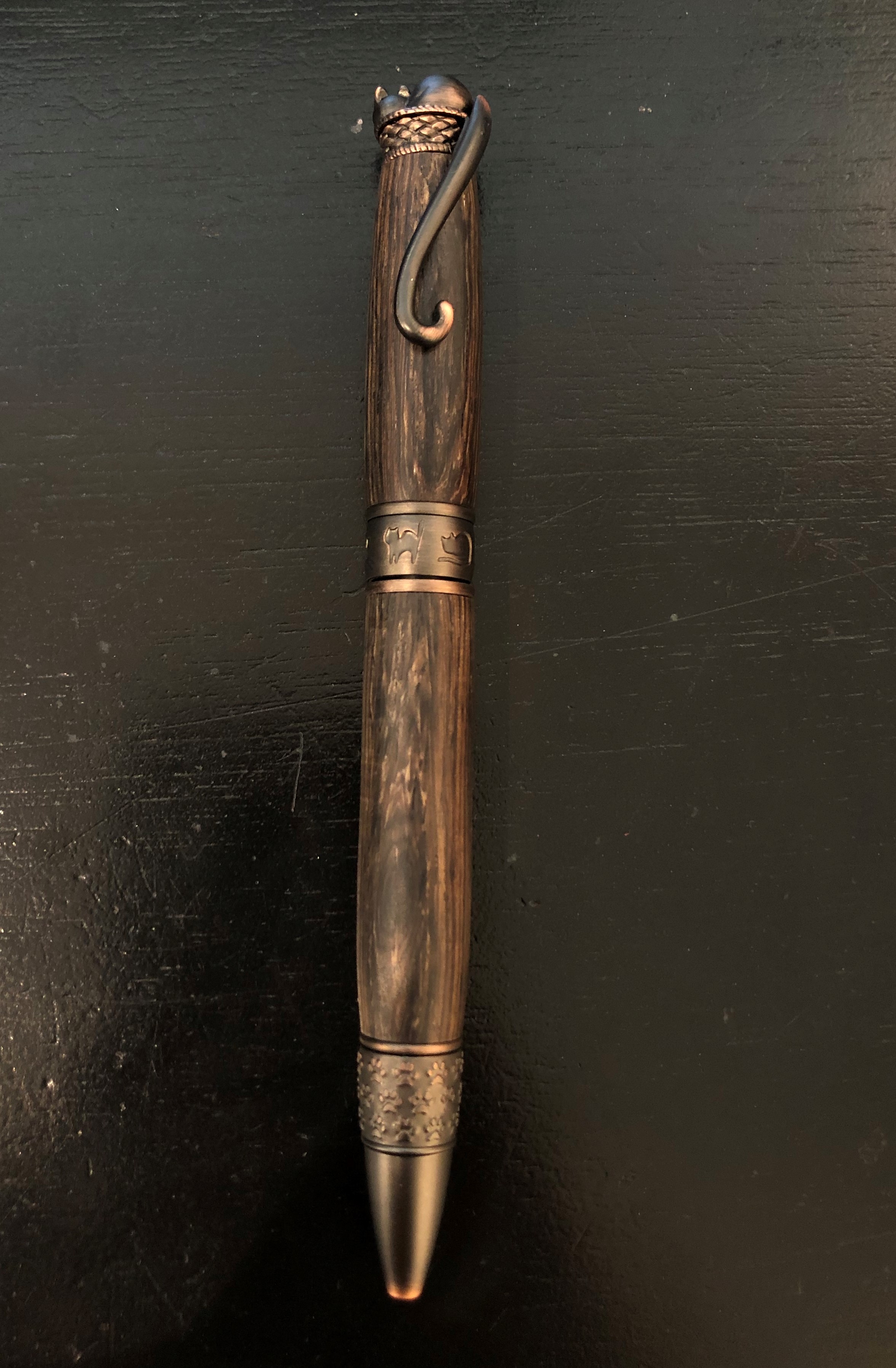 Alex Pearl Allywood Creations Cat Pen - Antique Copper Black Burmese 