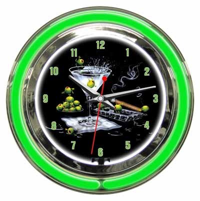 Michael Godard Olive Party- Neon Clock (Small) 
