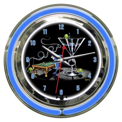 Michael Godard Pool Shark 2- Neon Clock (Small) 