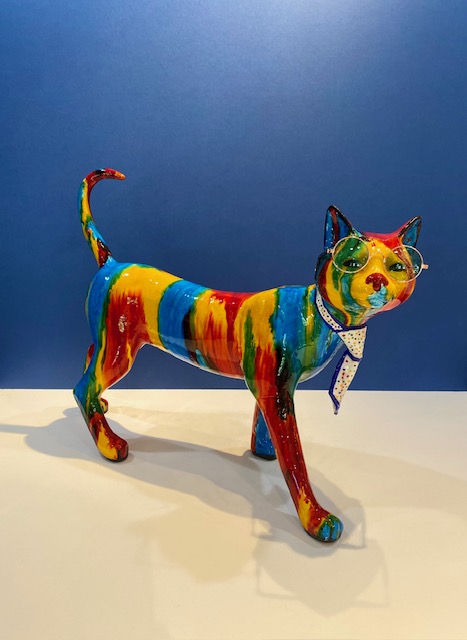Ancizar Marin Standing Cat with Glasses (Rainbow Swirl)