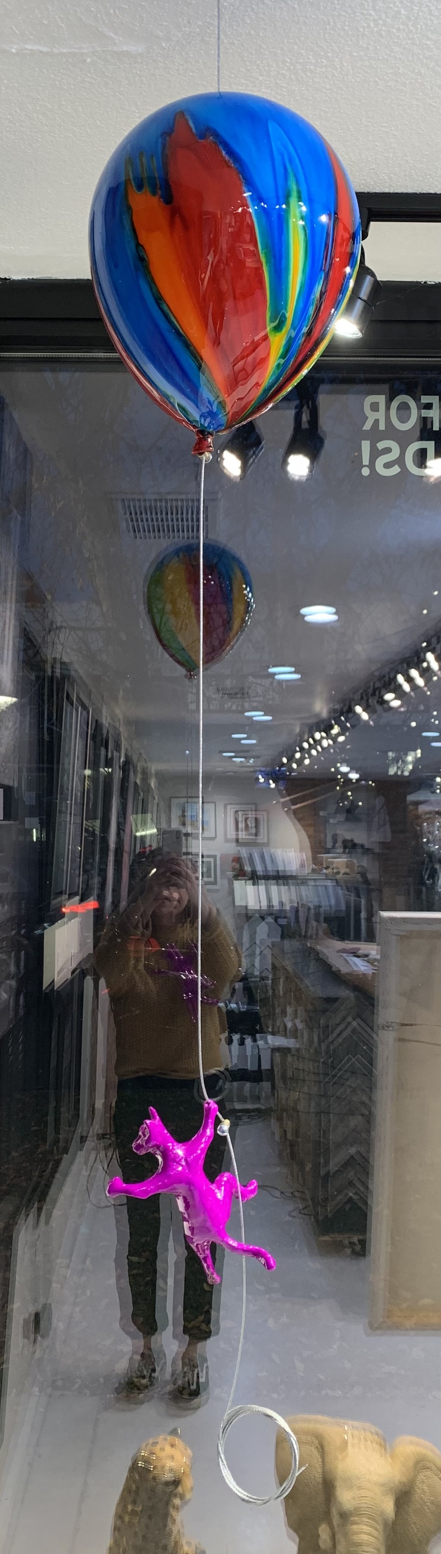 Ancizar Marin Balloon with Cat (Rainbow Swirl and Magenta)