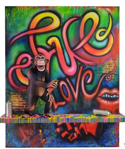 Carlos and Albert Large Standing Graffiti Chimp 