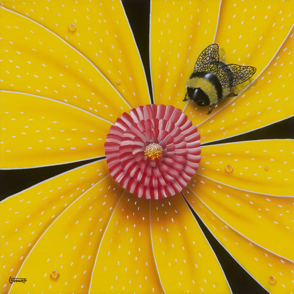 Michael Godard Bee- Colored Flower Yellow (Paper) (SN)  